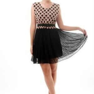 BLACK AND POLKA DOT COCKTAIL DRESS SIZE SMALL
